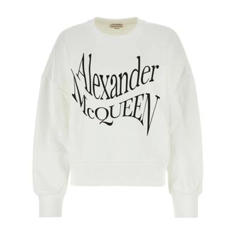Alexander McQueen Logo-print Cotton Sweatshirt - female - Alexander McQueen - Sweatshirts - White - XS - Sweatshirts & Hoodies