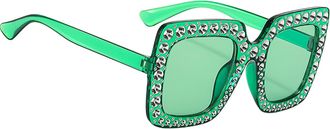 Generic Sunglasses - with Rhinestones Stylish Shades, Oversized Square Frame Bling Eyewear Sparkling Crystal Thick Rim Sun Glasses | Fashionable Summer Access