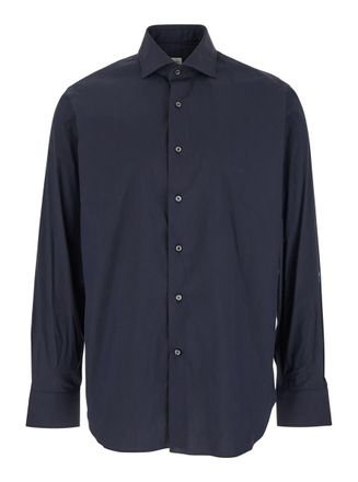 Alessandro Gherardi Blue Shirt With Classic Collar In Cotton Blend Stretch Man
