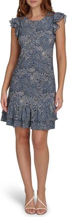 Tommy Hilfiger Tiered Flutter Sleeve Dress in Frc Blu Mu at Nordstrom Rack, Size 10