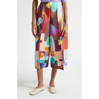 Pleats Please Issey Miyake Playground Pleated Wide Leg Shorts in Red at Nordstrom, Size 5