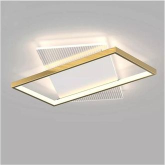 Trade Shop Trade Shop Traesio - Plafoniera Led 32 w Rettangolare Oro Lampadario Da Soffitto Luce Naturale 71057
