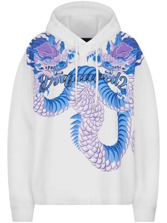 Dsquared2 graphic-print cotton hoodie - women - Cotton - S - White