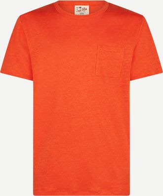 MC2 Saint Barth Man Orange Linen Jersey T-shirt