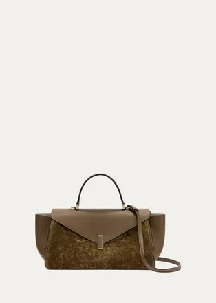 Valextra Iside Editor Shearling & Leather Top-Handle Bag
