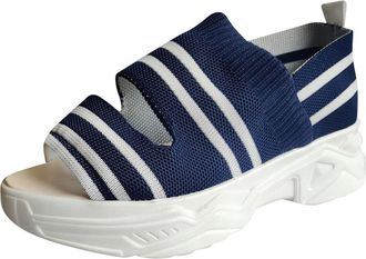 Generic Womens Low Wedge Sandals Shoes On Cusual Toe Breathable Ladies Canvas Women Close Walking Womens Wide Fit For Cushioned Sandels Foot Comfortable Uk Ho