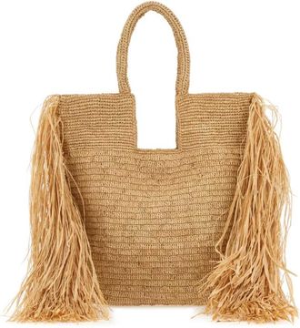 Made for a Woman Kifafa Frange M Tote Bag - Dames - Handtassen - Beige - ONE Size - Katoen - Tassen