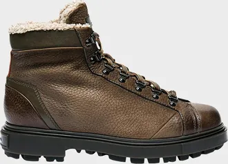 Santoni Men & apos;s Farah Shearling-Lined Leather Ankle Boots