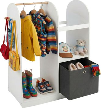 Relaxdays Relaxdays Perchero Infantil Con 3 Ganchos, Barra Y Caja De Almacenamiento, 108 X 97 X 35 Cm, Habitaci&oacute;n Infantil, Blanco