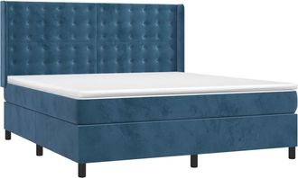 vidaXL Vidaxl - Letto A Molle Con Materasso E Led Blu Scuro 160x200 Cm