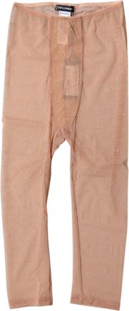 Dolce & Gabbana Womens Brown Logo Lace Lingerie Cropped Tight Underwear Nylon Elastane Clothing