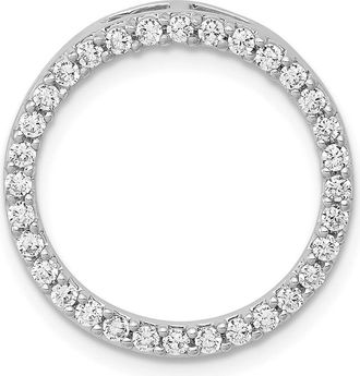 Diamond2Deal 14K White Gold Lab Grown Diamond Circle Pendant (0.48ct, VS, G-H)