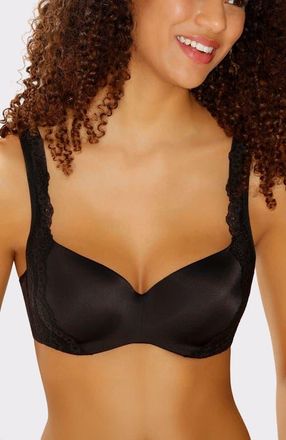 Lascana Lace Detail Seamless T-Shirt Bra in Black at Nordstrom, Size 38B