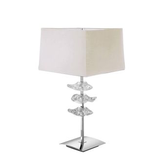 Netlighting Akira Table Lamp 2 Light E27 Polished Chrome With Cream Shade in Grey