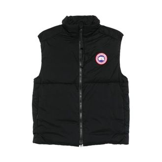 Canada Goose Vests, male, Black, Size: S Quilted Black Sleeveless High Neck Outwear