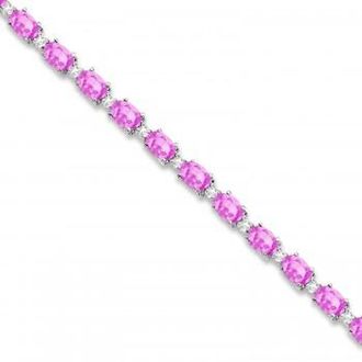 Allurez Pink Sapphire & Diamond Tennis Bracelet 14k White Gold (12.00ct)