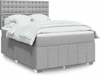 vidaXL Vidaxl - Cama Box Spring Con Colch&oacute;n Tela Gris Claro 140x200 Cm