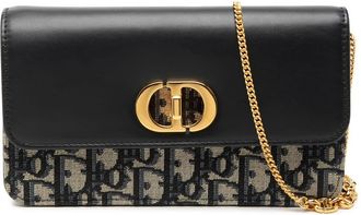 Dior Pre-owned Dior Oblique Jacquard and Calfskin Miss Caro Pouch with Chain Ladies 758L7Q1TAY8ICGCD