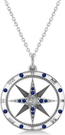 Allurez Compass Necklace Pendant Diamond Accented 14k in Blue Sapphire,white Gold at Nordstrom, Size 18