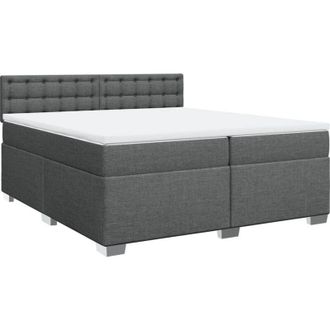 vidaXL Cama Box Spring Con Colch&oacute;n Tela Gris Oscuro 200x200 Cm Vidaxl
