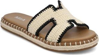 Mia Sabine Slide Sandal in Black/Off-White at Nordstrom, Size 6.5
