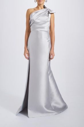 Amsale Mikado Draped Bodice Gown in Platinum at Nordstrom, Size 14
