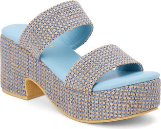 Matisse Footwear Ocean Ave Espadrille Platform Slide Sandal in Indigo Multi Jute at Nordstrom, Size 11