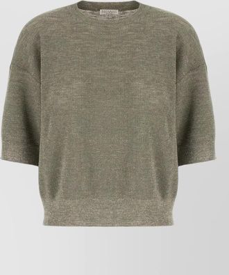 Brunello Cucinelli linen blend crew neck metallic sweater