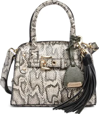 Steve Madden Phoenix Satchel Bag in Black/White Snake Print at Nordstrom Rack