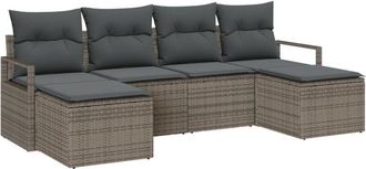 vidaXL Vidaxl - Garden Sofa Set with Cushion with Storage 6 pcs Brown, Cream