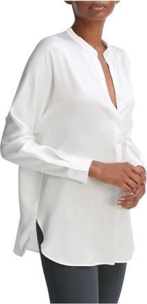 Vince Zijden satijnen blouse met opstaande kraag - Dames - Blouses - Wit - XS - Satijn - Overhemden