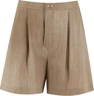 Ermanno Scervino High-waisted Tailored Shorts - Dames - Korte Broeken - Beige - M - Leer - Korte Broeken