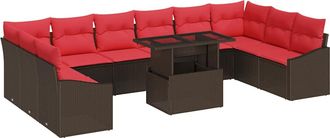 vidaXL Set Di Divani 11 Pz 10-numero Di Posti Marrone E Rosso Vidaxl