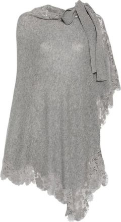 Ermanno Scervino Cape met schouderstrik - Dames - Jassen - Grijs - Maat: ONE Size