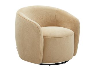 Vente-Unique Sill&oacute;n giratorio de piel sint&eacute;tica topo VEREIDE