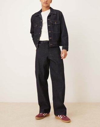 Asos Jeans larghi blu indaco premium con cimosa