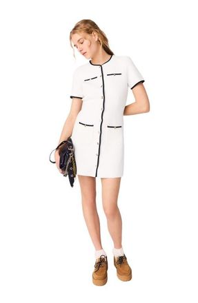 Maje Short dress with contrasting trim in Ecru at Nordstrom, Size 40 Eu