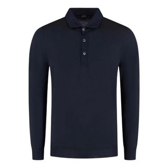 Fedeli Merino wollen polo - Heren - Tops - Blauw - Maat: 2XL Wol