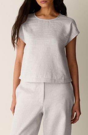 Eileen Fisher Linen Blend Square Top in Wheat at Nordstrom, Size Xx-Small