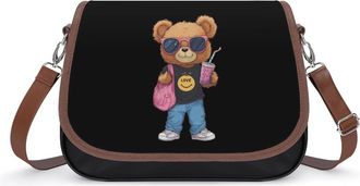 Generic Fashion Bear Crossbody Bag Womens Handbag PU Message Bags Shoulder Purse with Adjustable Strap