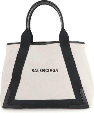 Balenciaga Black Navy Canvas Handbag Pouch Tote Bag (Pre-Owned)