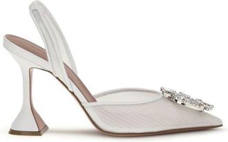 Amina Muaddi White Polyester Platform Womens Pumps