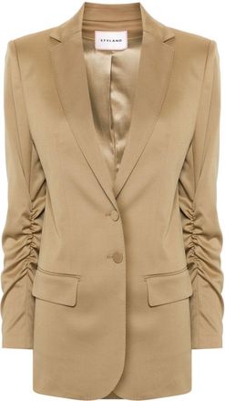 Styland single-breasted wool blend blazer - women - Nylon/Wool/Elastane/Silk/Elastane - S - Neutrals
