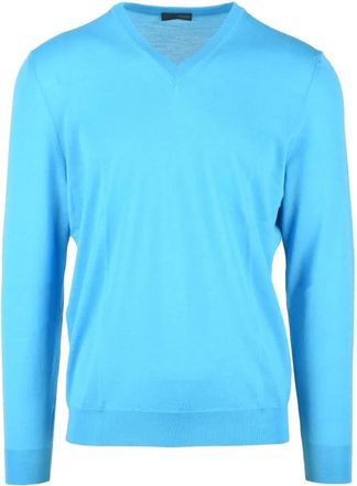 Drumohr V-Neck Merino Wool Sweater - Light Blue