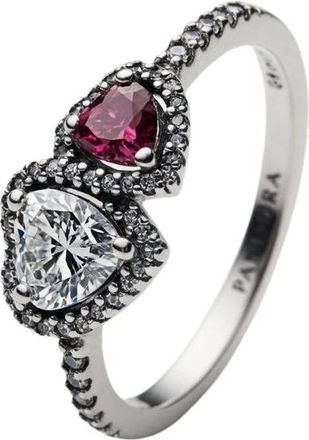 Pandora Zilveren Hart Zirkonia Ring - Dames - Ringen - Grijs - 58 MM - Accessoires