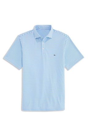 Vineyard Vines Sankaty Stripe Performance Piqu&eacute; Polo in Blue Chipping Stripe at Nordstrom, Size Xx-Large