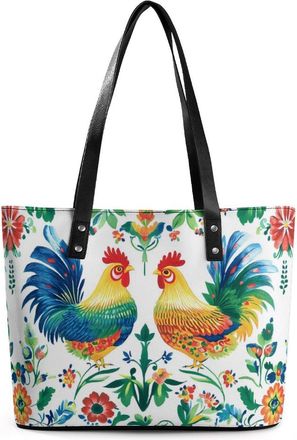 Generic Polish Floral Folk Rooster Tote Bags for Women Cute Shoulder Purses Handbags
