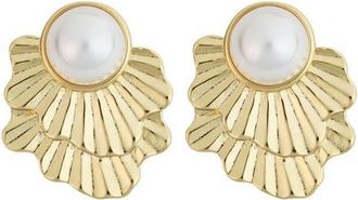 Panacea Faux Pearl Fan Earrings in White at Nordstrom