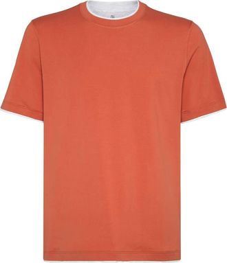 Brunello Cucinelli T-Shirt Girocollo In Jersey Di Cotone Con Faux Layering-Uomo