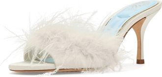 Vince Camuto Paelly Feather High Heel Mule Sandals Womens Sandals Milk : 6.5 M, Synthetic